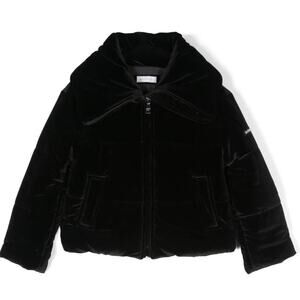 Patrizia Pepe Velvet Padded Quilted Puffer Jacket Black Size 42 = US 6
